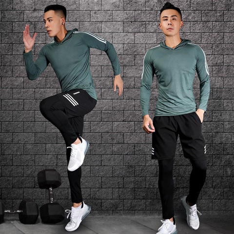 Compression sport suits men sport sport sports quick drying running clothing sets joggers training gym fitness workout set ► Photo 1/6