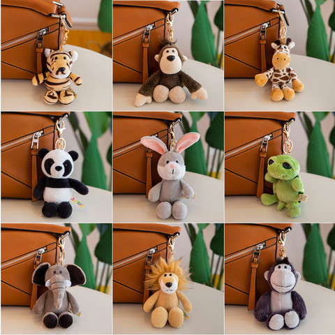 Cartoon Animal Plush Keychain Stuffed Soft Toys Phone Bag Backpack Car Keys Decoration Pendant Lion Monkey Tiger Panda Dolls Toy ► Photo 1/6