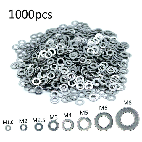 1000pcs M1.6 M2 M2.5 M3 M3.5 M4 M5M6 Big Quantity A2 304 Stainless Steel Flat  Washer Plain Gaskets Metal Washers For Screw Bolt ► Photo 1/5