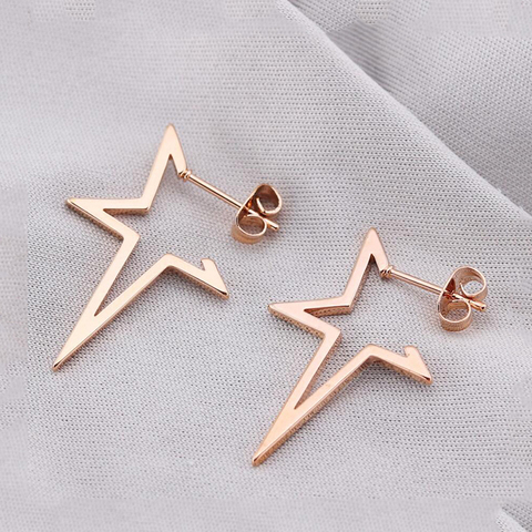 2022 Pendientes Star Earrings Punk Gold Color Hollow Star Stainless Steel Earring For Women Earings Jewelry Wholesale Oorbellen ► Photo 1/6