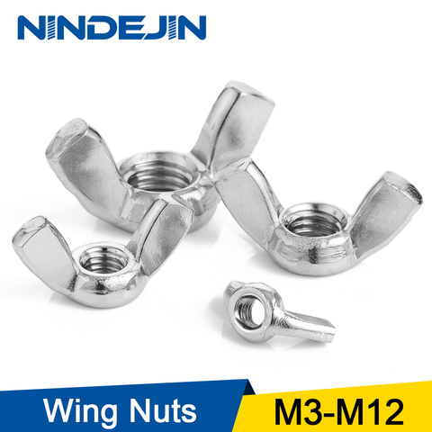 NINDEJIN 5-10pcs Butterfly Wing Nuts M3 M4 M5 M6 M8 M10 M12 Stainless Steel Wing Nuts Zinc Plated Hand Tighten Nut DIN315 ► Photo 1/5