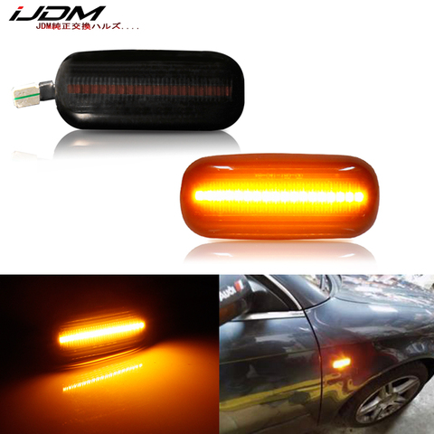 iJDM Smoked Lens Amber Full LED Front Fender Turn Signal Side Marker Light For Audi A4 A6 A8 TT,Replace OEM Sidemarker Lamps ► Photo 1/6