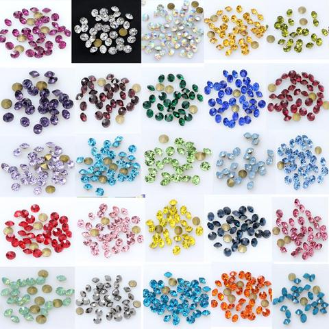 1440P SS2/3/4/5/6/8 Round Facet Cone Cz Crystal 36Color Pointed Back Diamond For 3D Nail Arts Wedding Dress Repair Jewelry Beads ► Photo 1/6