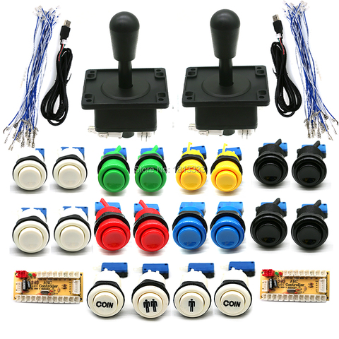 2 Player Arcade Joystick Control DIY Kit Zero Delay Board USB To PC Raspberry Pi Game Happ Style Joystick + American Push Button ► Photo 1/6