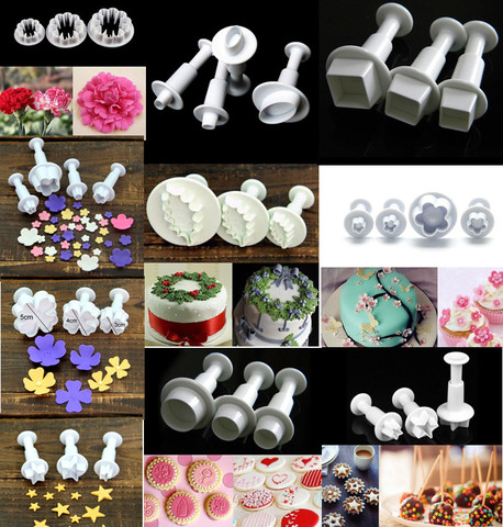 2/3/4pcs Fondant Cake Cutter Plunger Cookie Mold Sugarcraft Flower Leaf Decorating Mould DIY Kitchen Baking Cake Decorating Tool ► Photo 1/6