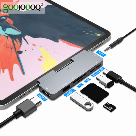 GOOJODOQ USB C Hub 60W PD Charging for iPad Pro MacBook Air Switch to HDMI USB 3.0 Adapter Type-C Phone with Earphone Data Jack ► Photo 1/6