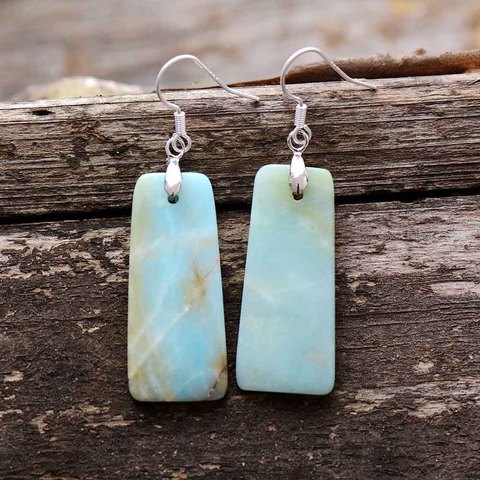 Women Dangle Earrings Natural Amazonite Bohemia Earrings Designer Luxury Earrings European Ethnic Jewelry Dropshipping ► Photo 1/5