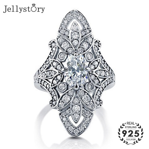Jellystory Luxury Rings 925 Silver Jewellery for Women with Geometric Shaped Zircon Gemstones Ring Wedding Party Gifts size 6-10 ► Photo 1/6
