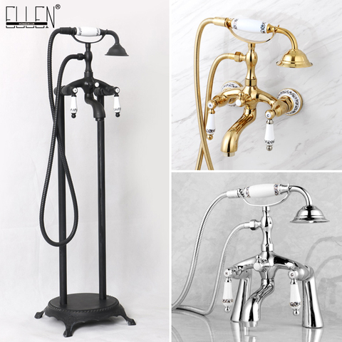 ELLEN Floor Stand Bathtub Faucets with Hand Shower Floor Standing Bath Tub Faucet Hot Cold Water Mixer Tap ELS9120 ► Photo 1/6