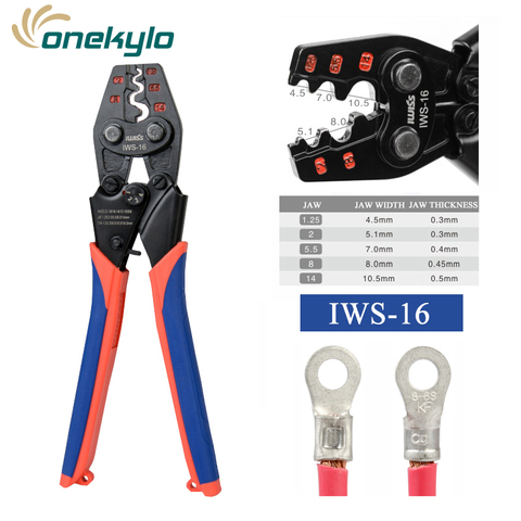 IWS-16 NON-INSULATED TERMINAL CRIMP TOOL IWISS Ratchet Crimping Tool AWG 22-6 for UT OT SC C45 terminals crimper pliers ► Photo 1/6