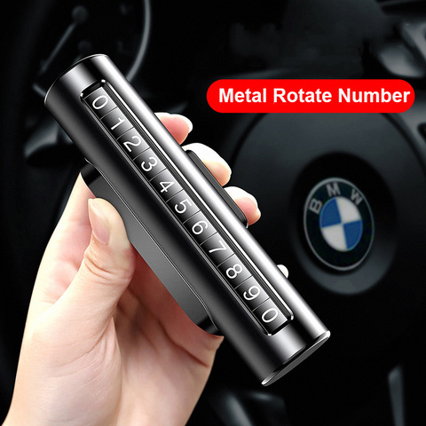 Metal Car Temporary Parking Card Rotatable Number Hidden Double Sided Car Styling Parking Phone Number Plate with 3M Sticker ► Photo 1/6