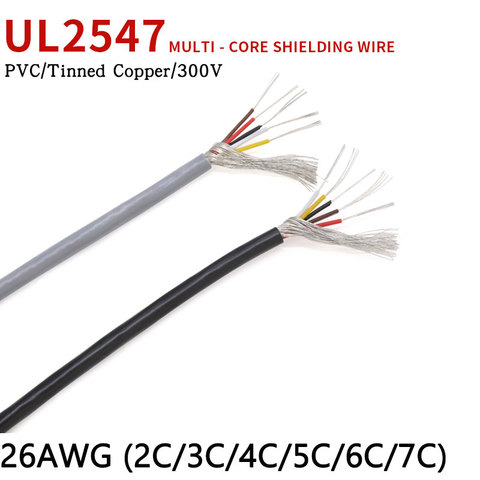 1M 26AWG UL2547 Shielded Wire Signal Cable 2 3 4 5 6 7 Cores PVC Insulated Channel Audio Headphone Copper Control Shielding Wire ► Photo 1/1