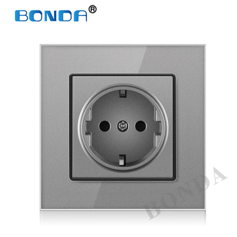 BONDA EU Standard white black gold Crystal Glass Panel AC 110 250V 16A Wall Power Socket16A 2100ma Electrical Wall Power Socket ► Photo 1/6