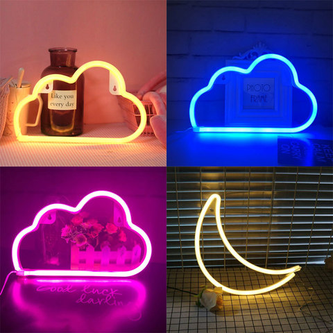 LED Cloud Design Neon Sign Night Light Art Decorative Lights Plastic Wall Lamp for Kids Baby Room Holiday Lighting Xmas Party ► Photo 1/6