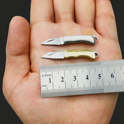 2022 MINI Brass  Folding Knife Pocket Keychain Portable Folder Knife Outdoor CampingTactical Rescue Tools Folding Hunting EDC Kn ► Photo 1/6