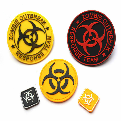 Soft Silicone PVC Velcro Army Badge Eco-Friendly Military Patch Zombie Outbreak Stickers On Clothes Tactical Armbands Applique ► Photo 1/6