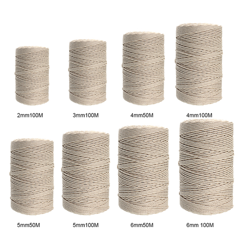Macrame Rope Twisted String Cotton Cord For Handmade Natural 3mm