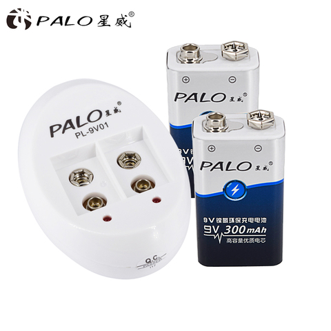 PALO Smart Battery Charger for 6F22 9V NiCd NiMh Li-ion Rechargeable batteries+ 2pcs Hot Ni-Mh 9V Bateria Rechargeable Batteries ► Photo 1/6