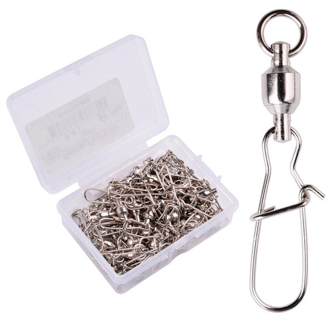 10/50/box Swivels Stainless Steel Fishing Connector Interlock Rolling with Hooked Bearing Fishhook Lure Tackle Accessories ► Photo 1/6