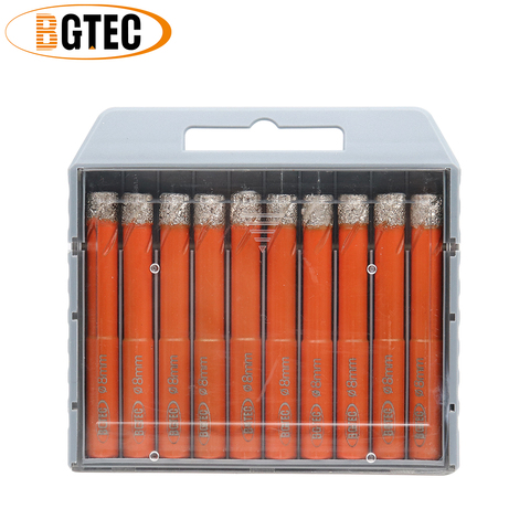 BGTEC 10pcs/set 8mm Dry Vacuum Brazed  drilling bits Round shank diamond drill bits for ceramie tile granite glass ► Photo 1/6