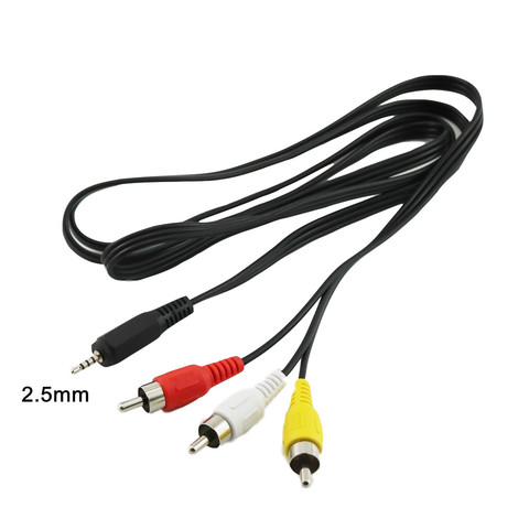 1x 2.5mm Mini Stereo Aux Male to 3 RCA Male Plug Connector Adapter Audio AV Video Cable Cord 1.5m/5ft ► Photo 1/6