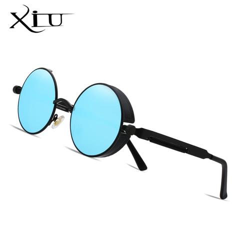 Gothic Steampunk Mens Sunglasses Coating Mirrored Sunglasses Round Circle Sun glasses Retro Vintage Gafas Masculino Sol ► Photo 1/6