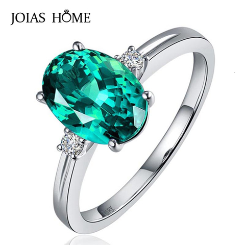 JoiasHome classic Sapphire Silver 925 Ring with oval green/pink/blue gemstone adjust size luxury silver jewelry gift for woman ► Photo 1/5