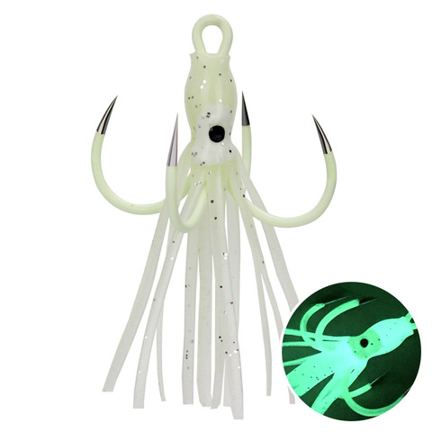 Squid Skirts Fishing Lures Glow Night Quadruple Fishing Hooks Luminous Octopus Artificial Bait Hook Saltwater Fishing Lure Jigs ► Photo 1/6