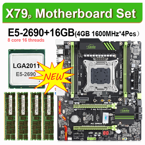 JING SHA X79 p motherboard set with Xeon E5-2690 CPU LGA2011 combos 4*4GB = 16GB 1600Mhz 12800 memory DDR3 RAM   M.2 SSD USB3.0 ► Photo 1/6