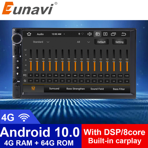 Eunavi DSP 2 Din Android Car Radio Multimedia Player 4G 64GB Universal Autoradio Stereo Audio HD Screen GPS Navigation NO DVD ► Photo 1/6