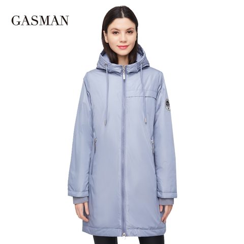GASMAN Fashion windproof warm women's jacket Long zipper down parka hooded down jacket for women autumn solid cotton coat Female ► Photo 1/6