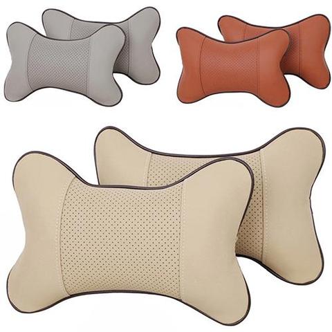 1 Pc Faux Leather Hole-digging Car Headrest Supplies Neck Auto Safety Pillow ► Photo 1/6