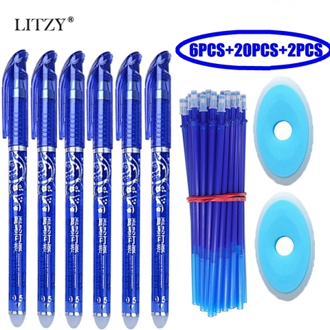 28Pcs/Lot Erasable Pen Set Washable Handle Blue Black Ink Writing Gel Pens for School Office Stationery Supplies Exam Spare ► Photo 1/6