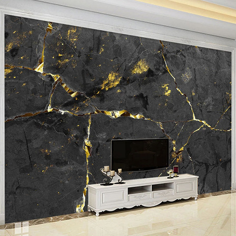 Custom Any Size Mural Wallpaper 3D Black Gold Marble Wallpaper Living Room TV Sofa Bedroom Light Luxury Fresco Papel De Parede ► Photo 1/6