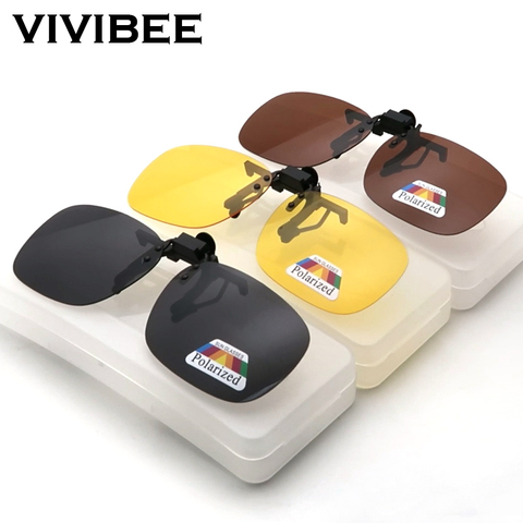 VIVIBEE Men Polarized Flip Up Clip on Sunglasses for Driving 2022 Night Vision Women Square Sun Glasses Fishing Unise ► Photo 1/6