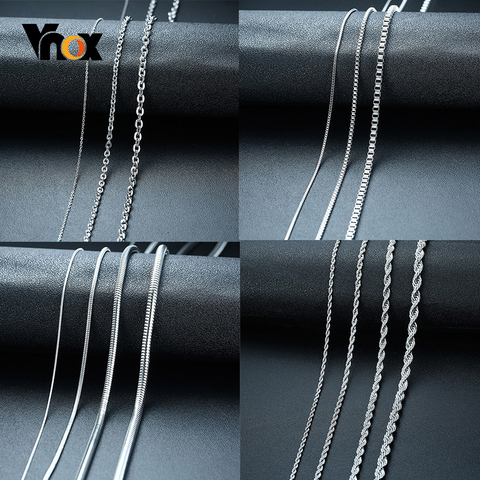Vnox Basic Chain Necklaces for Men Never Fade Tone Stainless Steel Rolo Box Snake Chains Necklace 18-24 inch ► Photo 1/6