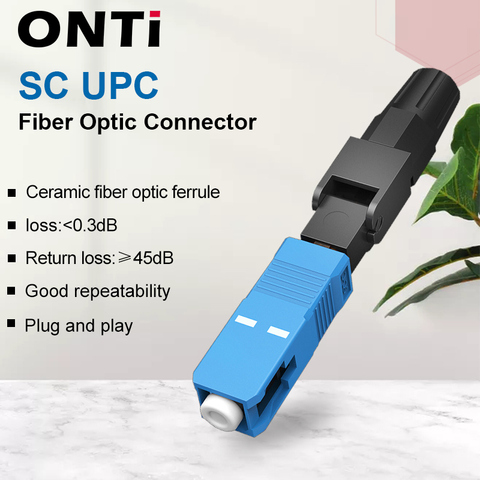 ONTi 400pcs Embedded SC UPC Fiber Optic Fast Connector FTTH Single Mode Fiber Optic SC Quick Connector SC Adapter Field Assembly ► Photo 1/5