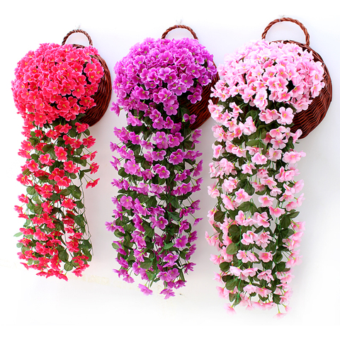 Violet Artificial Flower Party Decoration Simulation Valentine's Day Wedding Wall Hanging Basket Flower Orchid fake Flower ► Photo 1/6