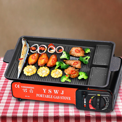Korean BBQ Grill Pan with Maifan Stone Coated Surface Non-Stick Camping  Frying Pan Portable BBQ Grill Plate for Outdoor - AliExpress