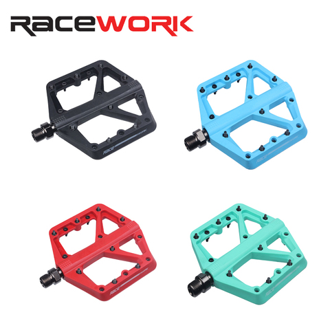 RACEWORK MTB Nylom Fiber Pedal Ultralight Seal Bearings Flat Mountain Bicycle Pedals Road Bike BMX Platform Parts ► Photo 1/6