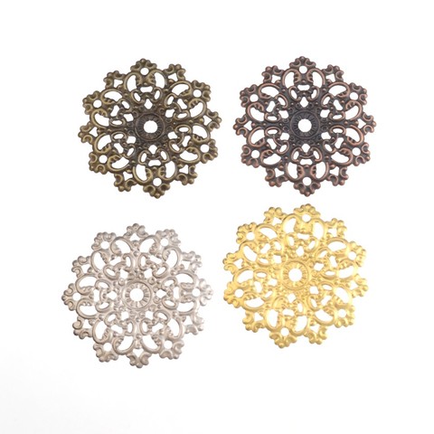 Free shipping 10Pcs Filigree Flower Wraps Connectors Metal Crafts Decoration DIY Findings 4.8x4.8cm ► Photo 1/3
