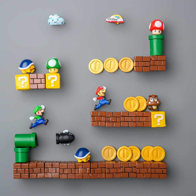3D DIY Super Mario Bros Fridge Magnets Refrigerator Magnet Message Sticker 