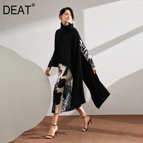 DEAT Pleat Pashmina Women Pullover Irregular Long Length Solid High Street Solid Wild Elegant Thick 2022 Autumn Fashion HT335 ► Photo 1/6
