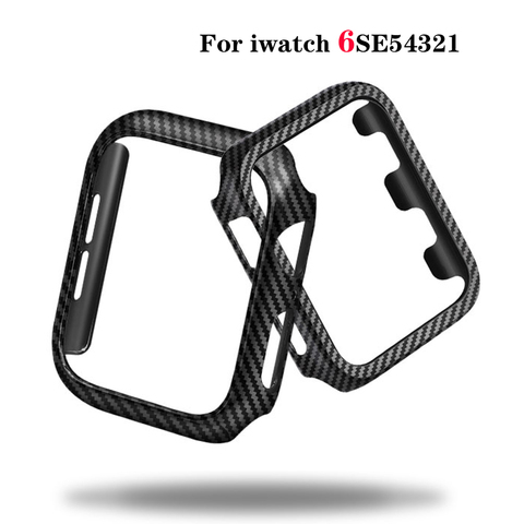 Carbon Fiber Case For Apple Watch 4 5 3 iWatch band 42mm 38mm 44mm 40mm bumper Protective Ultra Thin Lines shell watchband ► Photo 1/6