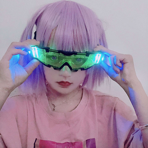 Japan Harajuku Anime Glasses LED Shiner Super Cool Safety Goggles Cosplay Future Machinery Harajuku Night Vision ► Photo 1/6