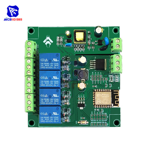 diymore AC 90-250V/DC 7-30V Power Supply 4 Channel Relay ESP8266 ESP-12F WiFi Programmable Development Module for IOT Arduino ► Photo 1/6