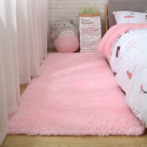 Pink carpet for girls shaggy Children's floor soft mat room decoration teenager nordic rectangle red fluffy large size rugs ► Photo 1/6