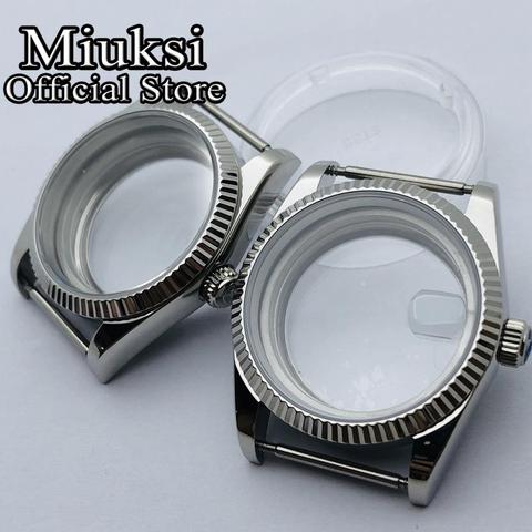 Miuksi 36mm silver watch case sapphire crystal case fit ETA 2836 Mingzhu DG2813 3804 Miyota 8205 8215 821A movement ► Photo 1/6