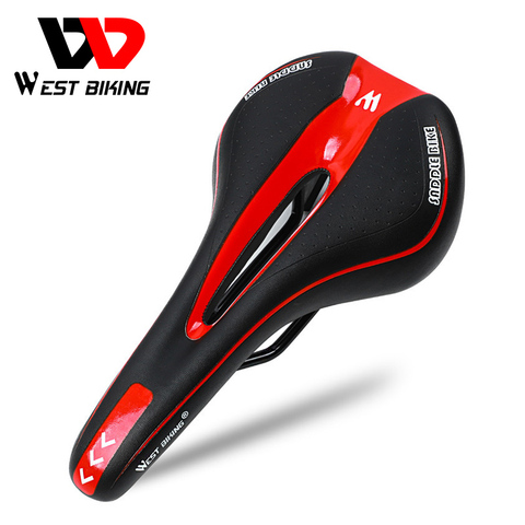 WEST BIKING Soft Bike Bicycle Saddle PU Leather Comfortable Road Mountain Bike Seat Silica Gel Cushion Shockproof Front Seat Mat ► Photo 1/6