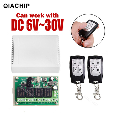 QIACHIP 433MHz Receiver Wireless Remote Control Switch Motor Controller DC 6V 12V 24V 30V 4 Gangs Relay Module Transmitter Diy ► Photo 1/6